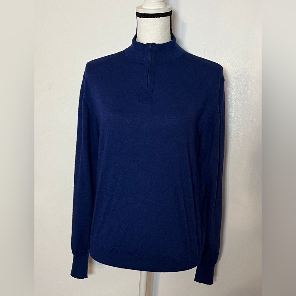 Battaglia Beverly Hills unisex cashmere blend lightweight sweater blue W M/ M S